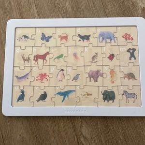 Lovevery animal alphabet puzzle. Phonetic alphabet on opposite side.
